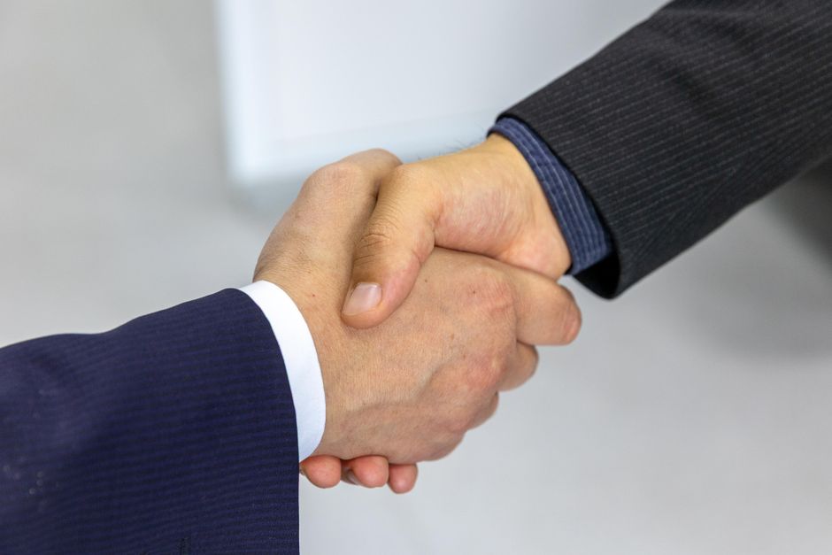 Close-up of a business handshake
