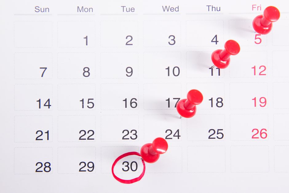 Calendar page with a missed date circled in red